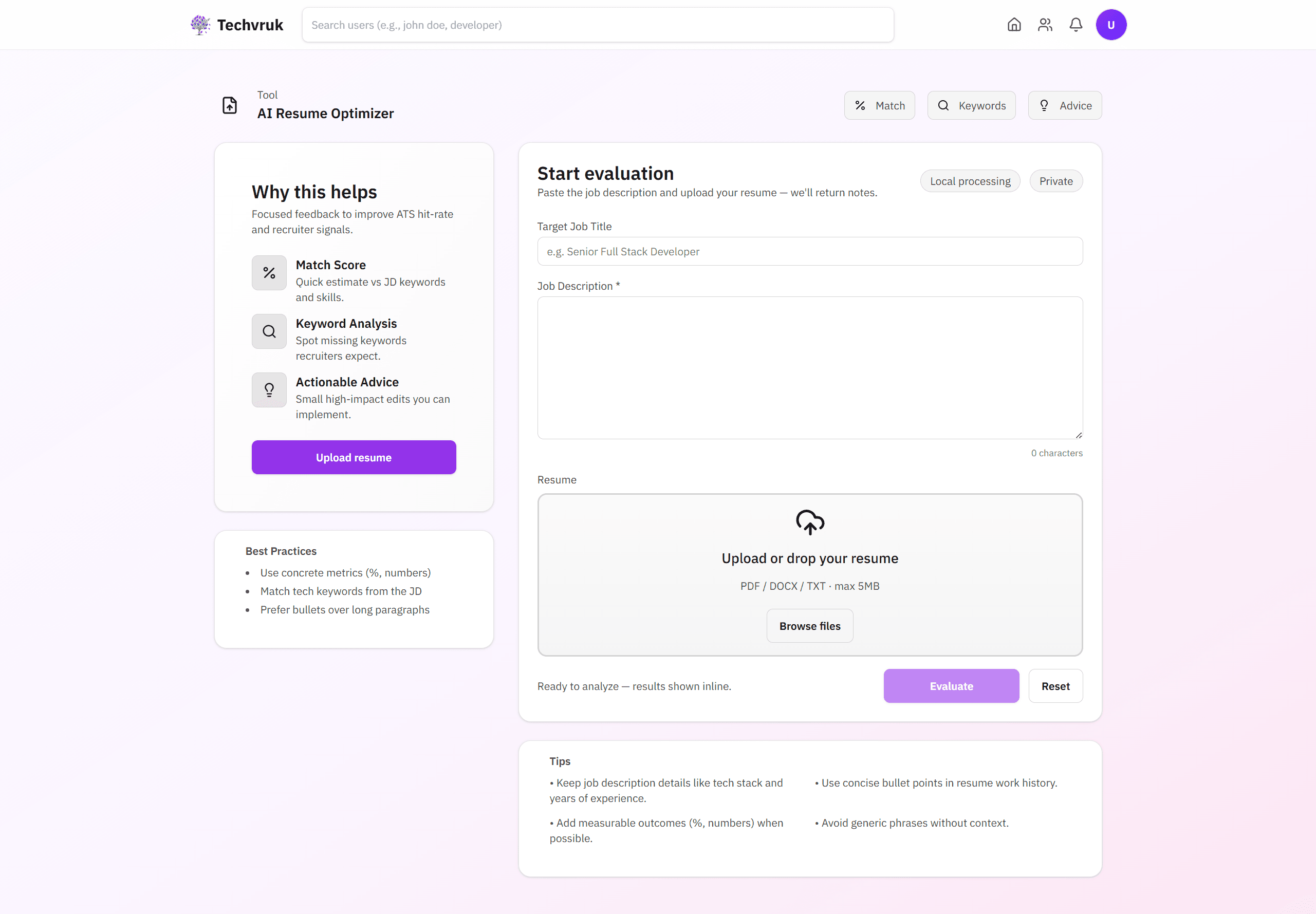 AI Resume Evaluator View 1